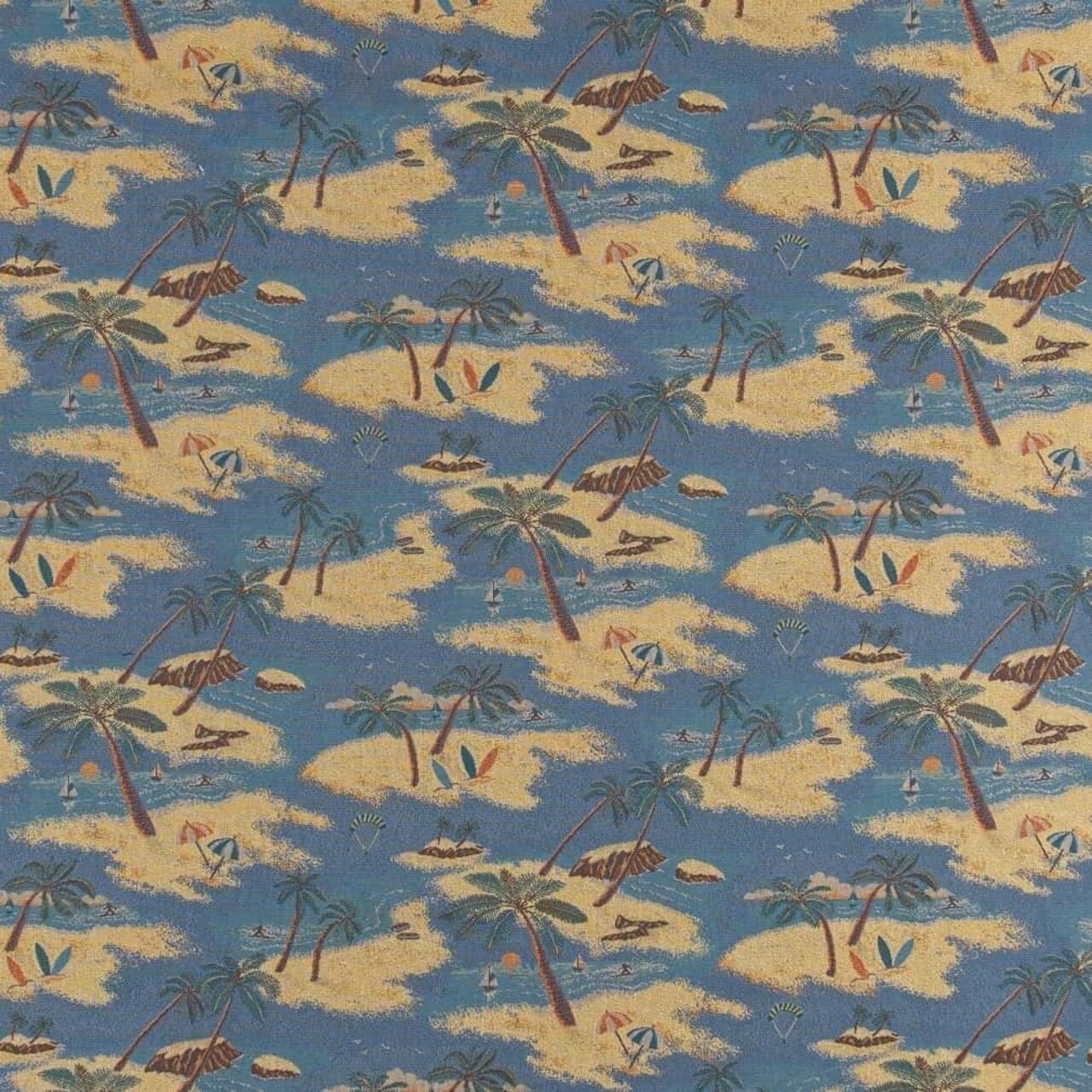 Island - Blue Novelty,Tropical & Botanical Upholstery Fabric 54 Inches"